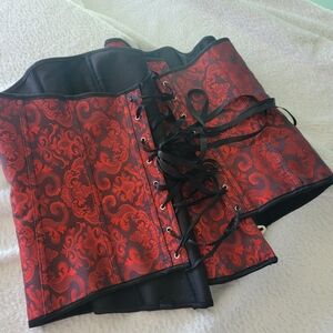 Red and Black Lace-Up Corset